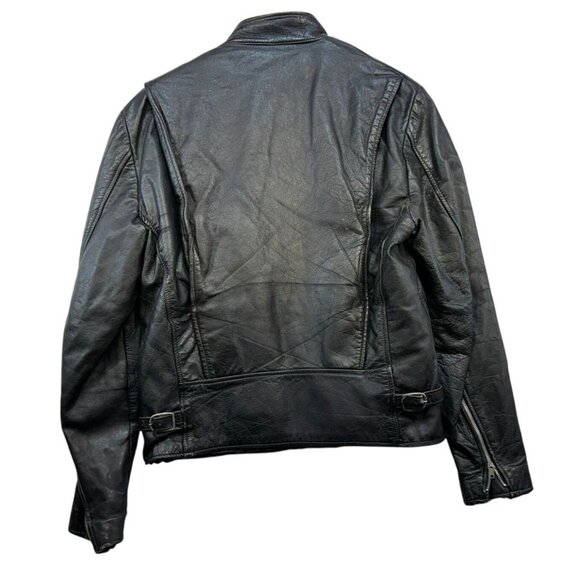 Leather Loft Mens Black Leather Jacket Size 40 With Zipper & Button Closure - Picture 13 of 16